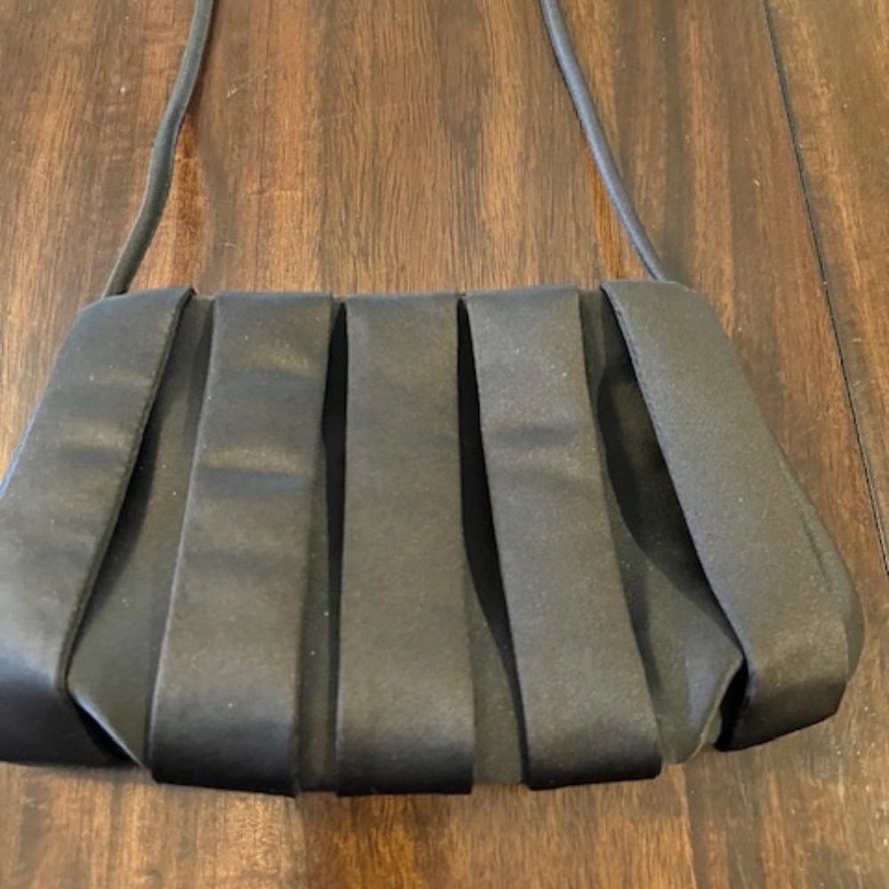 La Regale black satin evening bag